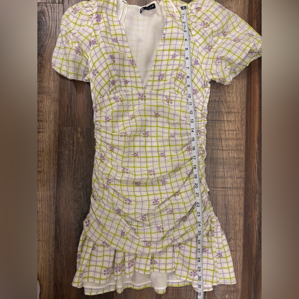 Zara Yellow and Purple Checkered Mini Dress - Picture 3 of 7